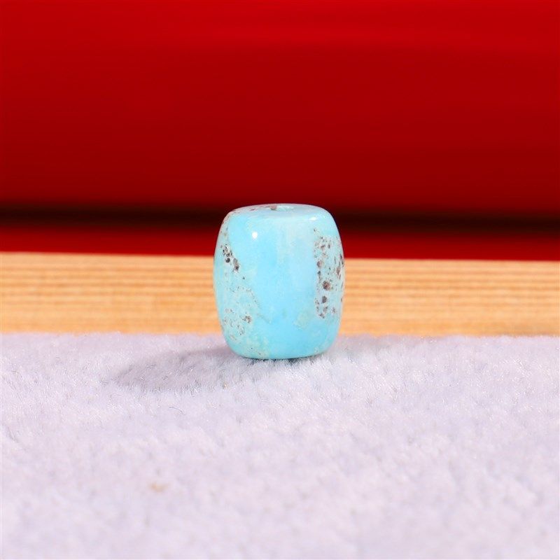 原矿湖北绿松石桶珠对孔10.2mm直径9mm散珠松石文玩搭配手串179号