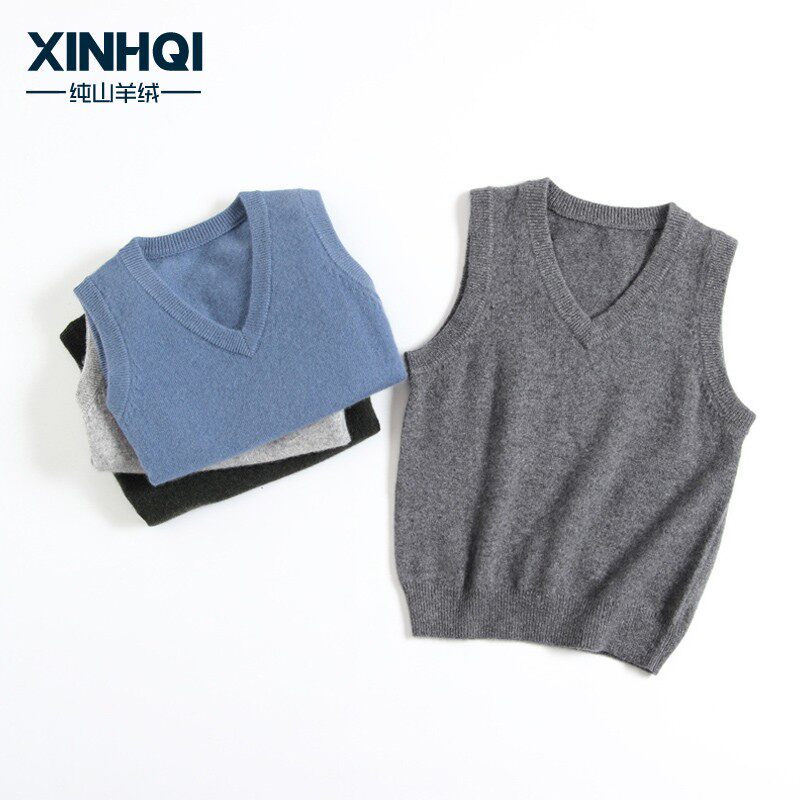 儿童羊绒衫毛衣男童春秋薄款毛线背心针织韩版宝宝中小童马甲V领
