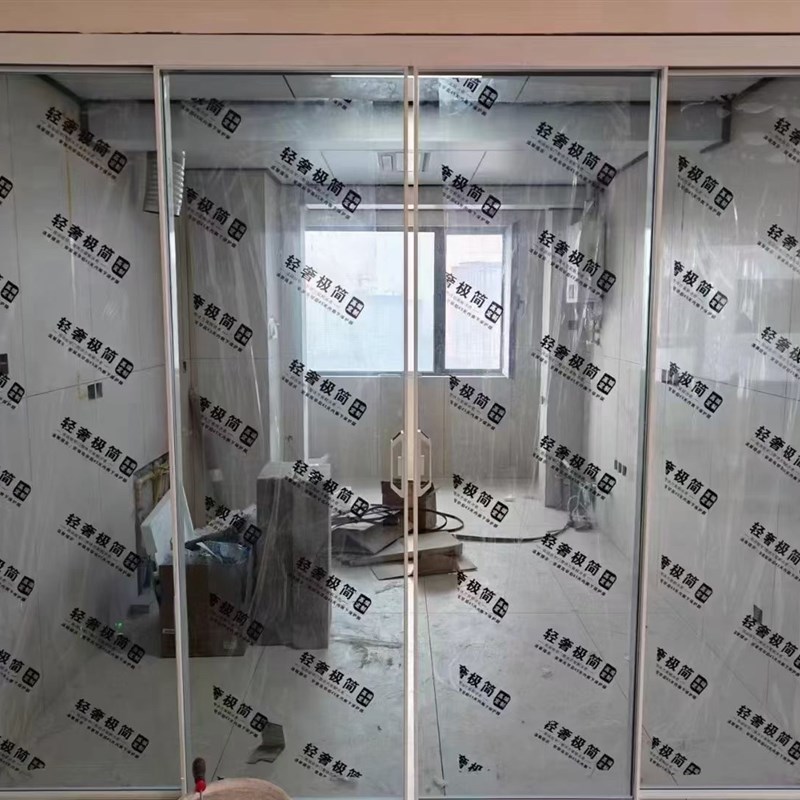 极窄三联动推拉移门厨房推拉门定制阳台吊轨钢化玻璃门隔断门定做