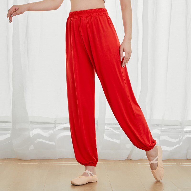 广场舞长裤子女牛奶丝宽松灯笼裤高腰收口跳舞裤S春夏季舞蹈束腿