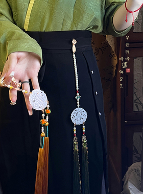 马面裙压襟禁步流苏玉佩腰间配饰女国风新中式古风汉服战国袍挂饰