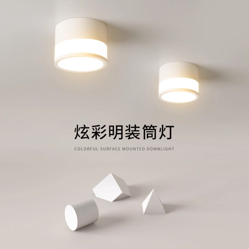 明装筒灯led天花灯吸顶灯阳台简约家用客厅玄关灯照明走廊过道灯