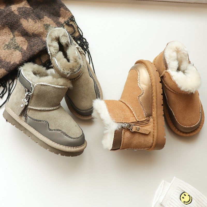 外贸儿童雪地靴牛皮加绒宝宝短靴男女童棉靴冬毛绒保暖软底防滑,童鞋/婴儿鞋/亲子鞋,雪地靴,淘宝优惠券,粉丝福利购,淘宝优惠卷