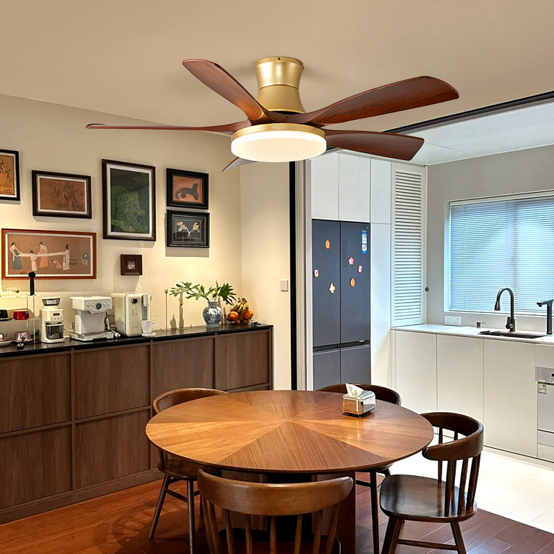 美式复古吸顶风扇灯家用一体中古客厅吊扇灯2024新款餐厅卧室灯具