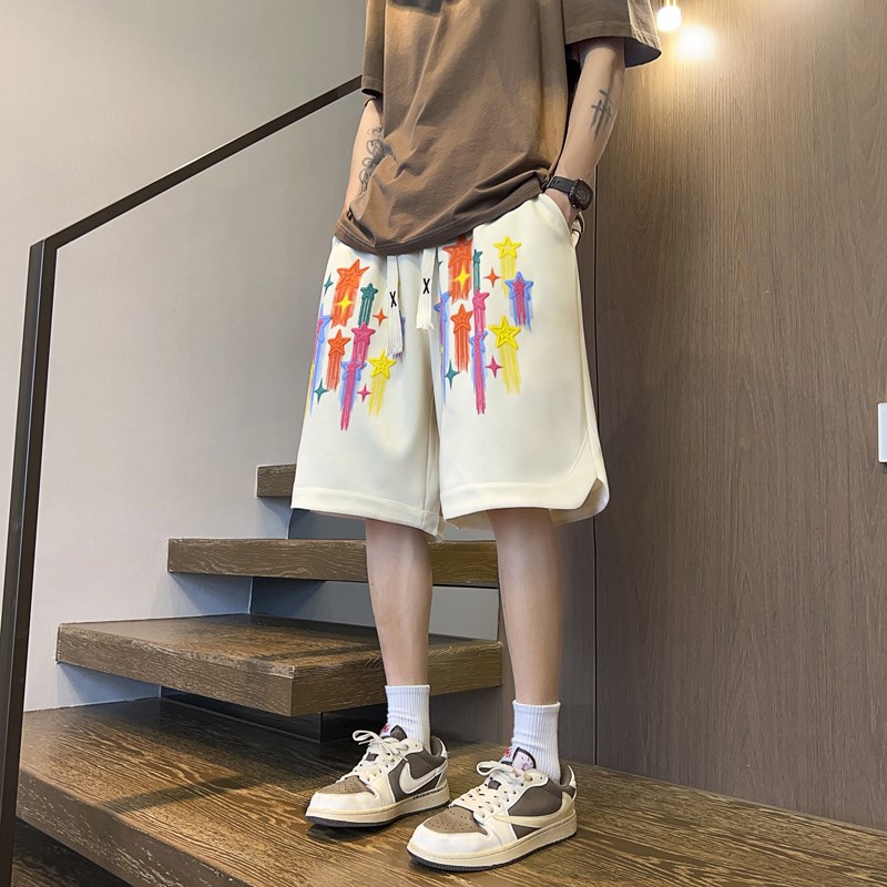 夏季薄款运动短裤男孩初中v学生宽松休闲裤青少年大童纯棉五分裤