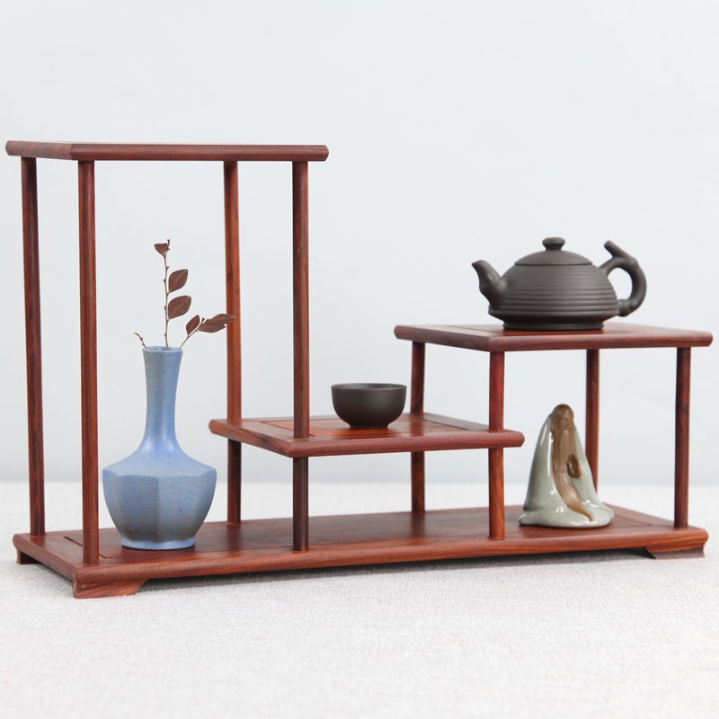 红檀摆件架紫砂茶壶架p子茶具架小博古架多宝阁置物架实木质展示