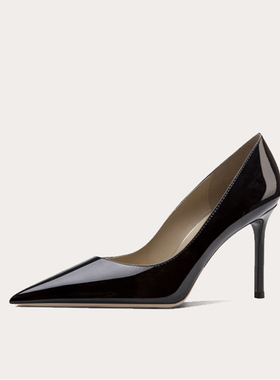 2025职业漆皮高跟单鞋小码31 32 33大码40 41 42尖X头浅口工作女