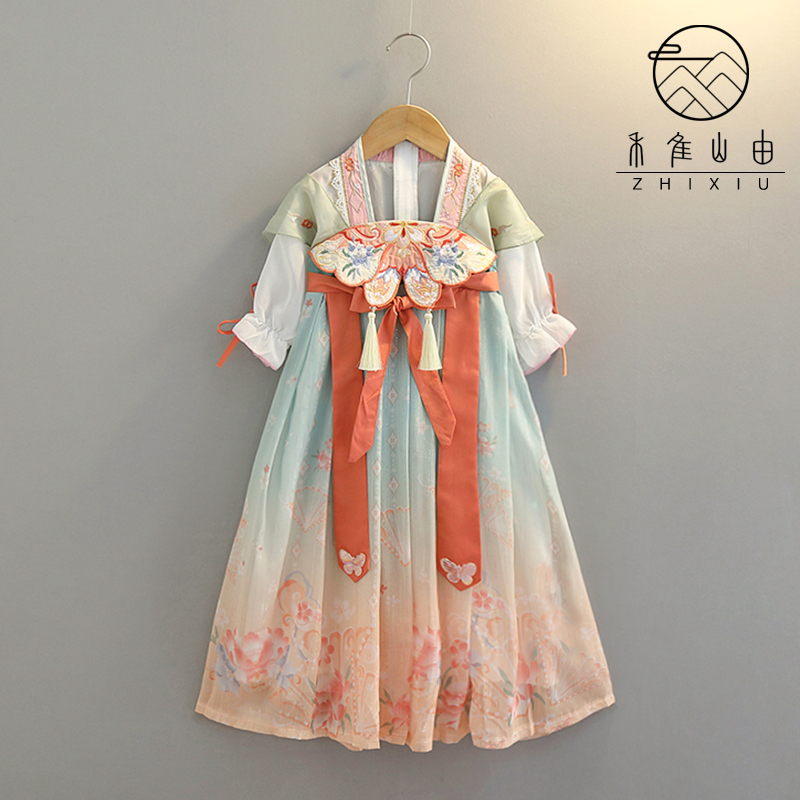女童汉服襦裙2022夏秋新款中国风民族风童装小女孩超仙演出连衣裙