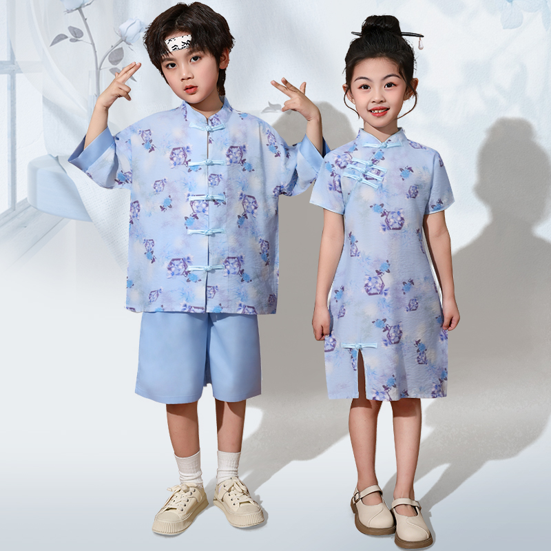 六一儿童朗诵合唱演出服服装新中式小学生夏季古风男女童旗袍汉服