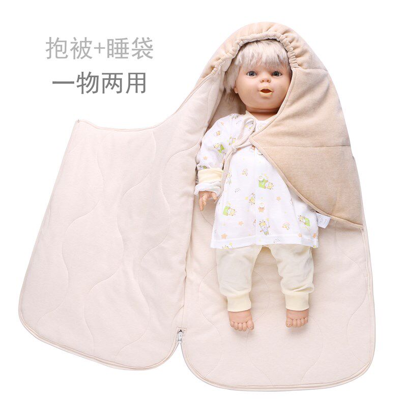 婴儿彩棉抱被睡袋两用宝宝防踢被新生婴儿纯棉抱毯春秋冬季加厚款