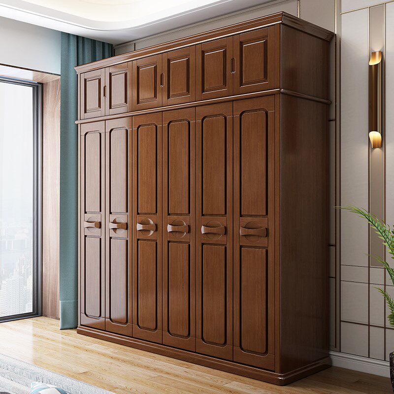 简约现代中式实木衣柜23456门对开门卧室家具经济型橡木实木衣橱