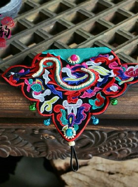 云南民族风特色复古手镯女款布艺刺绣珠子铃铛手腕护腕盖半指手套