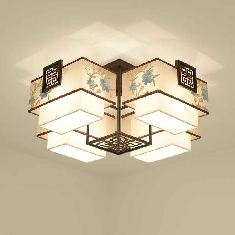 新中式吸顶灯客厅长方形简约现代大气家用餐厅卧室灯复古中国风