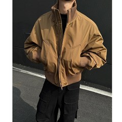 棕色美式ma1飞行夹克棉服男款秋C冬季立领棉衣外套短款夹棉棒球服