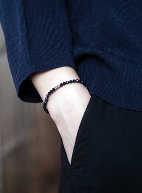 星空新款蓝砂石手链 925银转运 水晶手串 男女情侣饰品可定制刻字