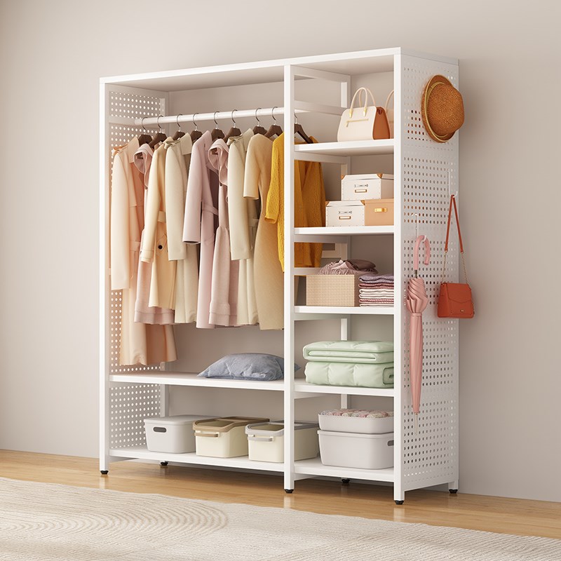金属洞洞板衣柜家用卧室开放式衣帽架组合步入式衣帽间落地置物架