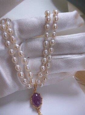 送女友送闺蜜礼物新款淡水珍珠双层旗袍项链轻奢风气质