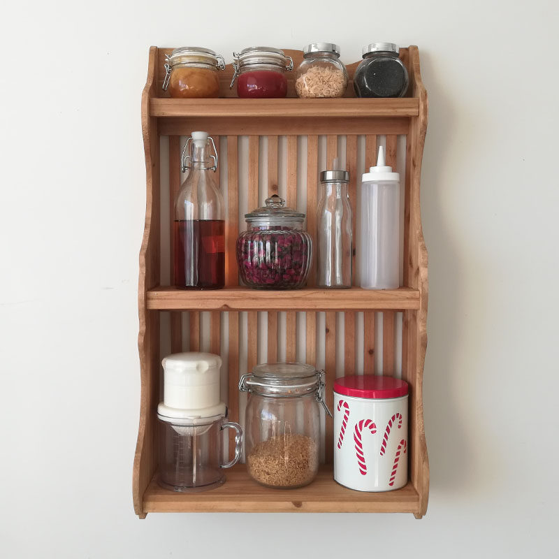 搁板厨房瓶子收纳架餐厅材料杂物杯子碗筷置物架墙上壁挂实木吊柜