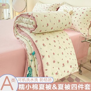 A类母婴级夏凉被四件套可机洗水洗夏G被单双空调被学生宿舍薄被子