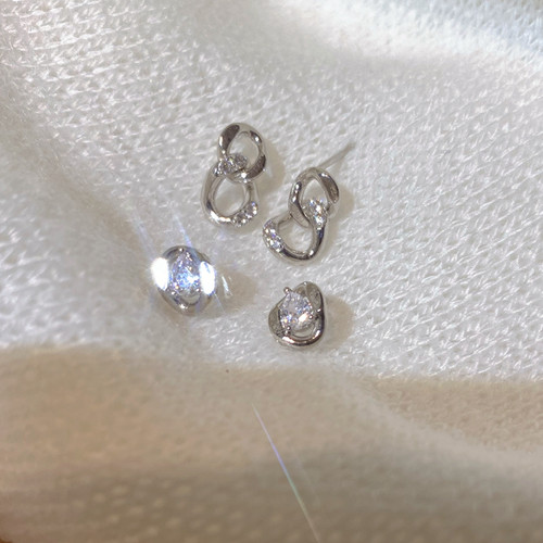 耳环韩国简约小巧四件套链条迷你水滴小钻耳环2021年新款金色耳钉