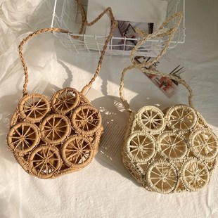 编织包女夏手工沙滩包手提单肩草编包藤编草包海边旅游小众斜挎包