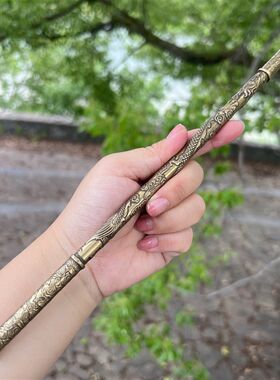金箍棒手工黄铜实心精美t个性创意摆件多功能户外一体收藏神器摆