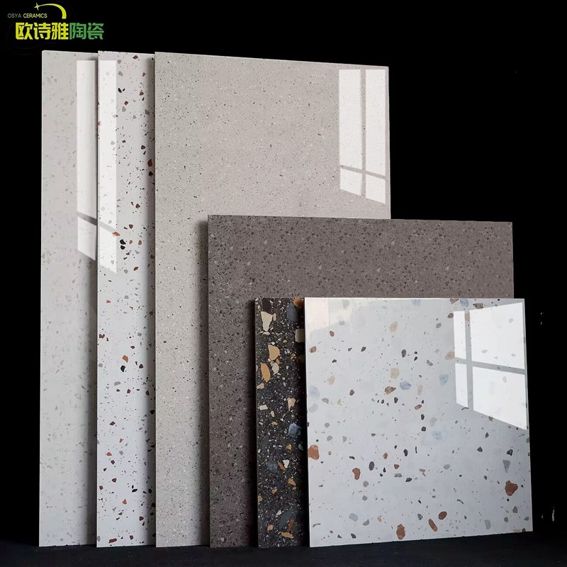 亮光水磨石瓷砖600x600仿古砖彩色抛光砖800x800客厅商铺防滑地砖