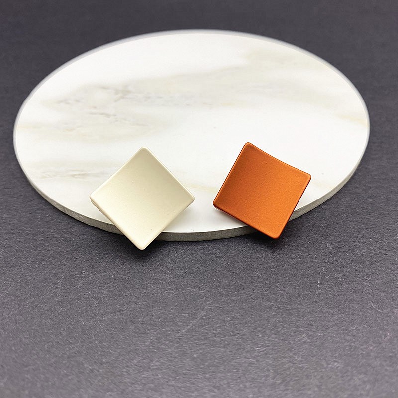 甜美几何菱形耳钉韩国气质小众设计感不对称彩色简约耳环百搭耳饰