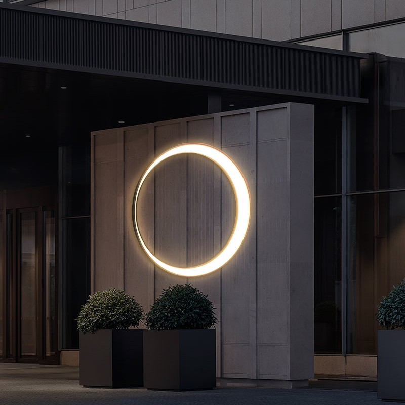 户外新中式月牙壁灯防水楼梯过道外墙壁灯庭院灯阳台壁灯月亮灯