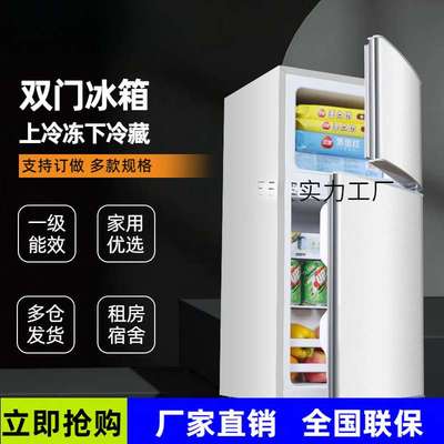 冰箱家电一级迷你小冰箱家用小型冷冻冷藏两用出租房省电家电对开