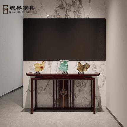 新中式玄关桌乌金木条案客厅入户供桌靠墙端景台超窄实木装饰柜子