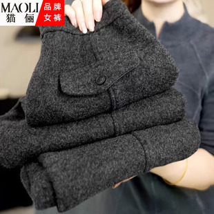 女2025新款 高腰运动卫裤 冬季 宽松显瘦休闲阔腿裤 加绒羊毛裤 弯刀裤