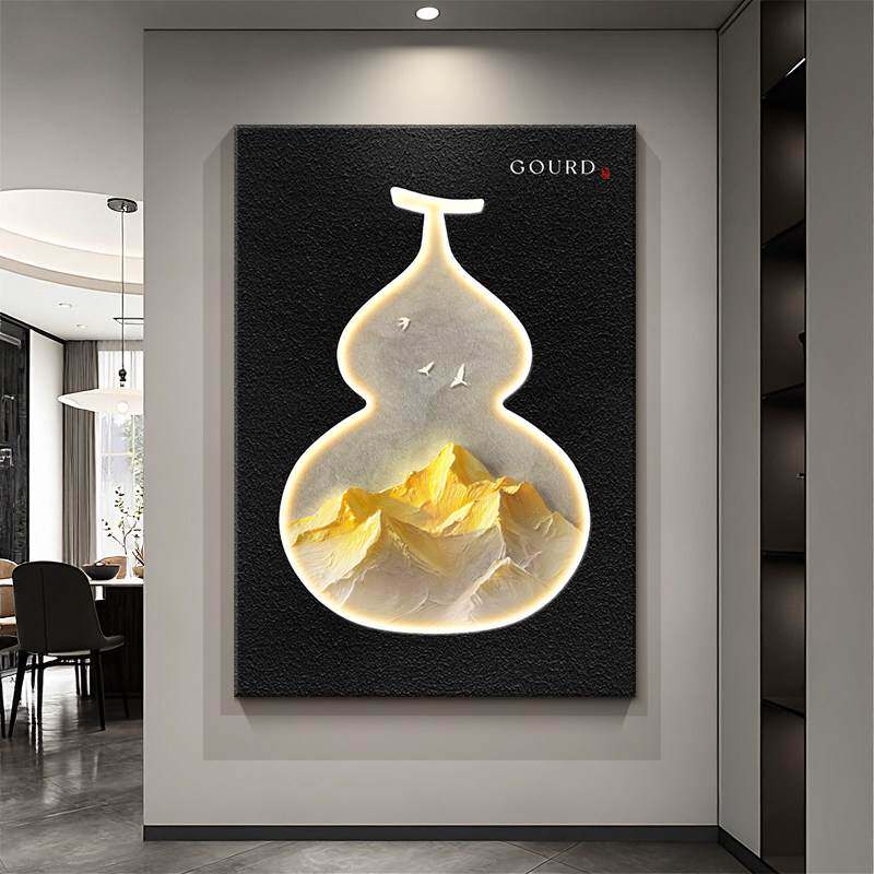 现代轻奢高级感客厅装饰画葫芦金山入户玄关挂画2026新款靠山壁画