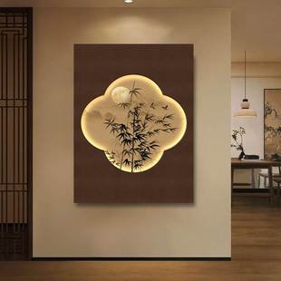 宋代美学玄关装 饰画中古风入户正对门壁画禅意客厅背景墙挂画竹子