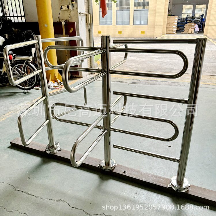安检入口单向门不锈钢单项手动旋转栅栏三滚闸医院景区超市半高闸