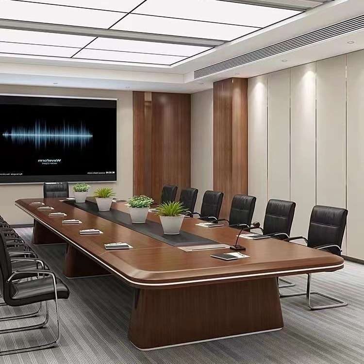 大型会议桌条形长桌开会培训桌洽谈办公桌现代烤漆高级会议室桌椅