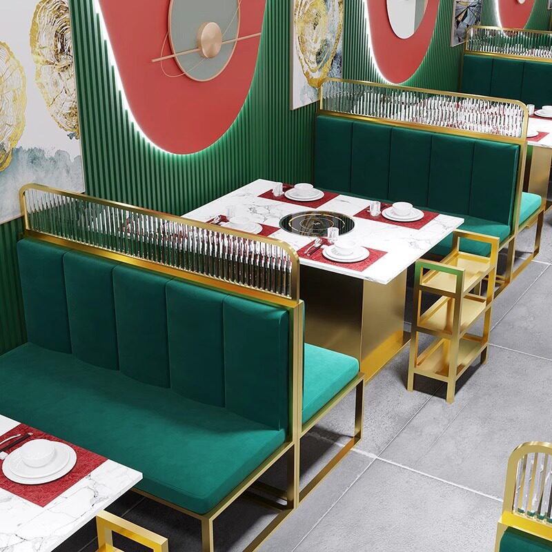 定制轻奢火锅店卡座沙发网红餐厅烧烤咖啡厅休闲吧餐桌椅隔断组合
