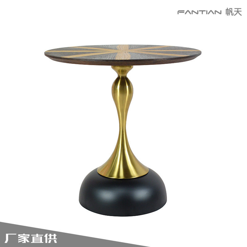 北欧风轻奢复古圆形小茶几卧室边几客厅沙发角几铁艺个性一体桌子