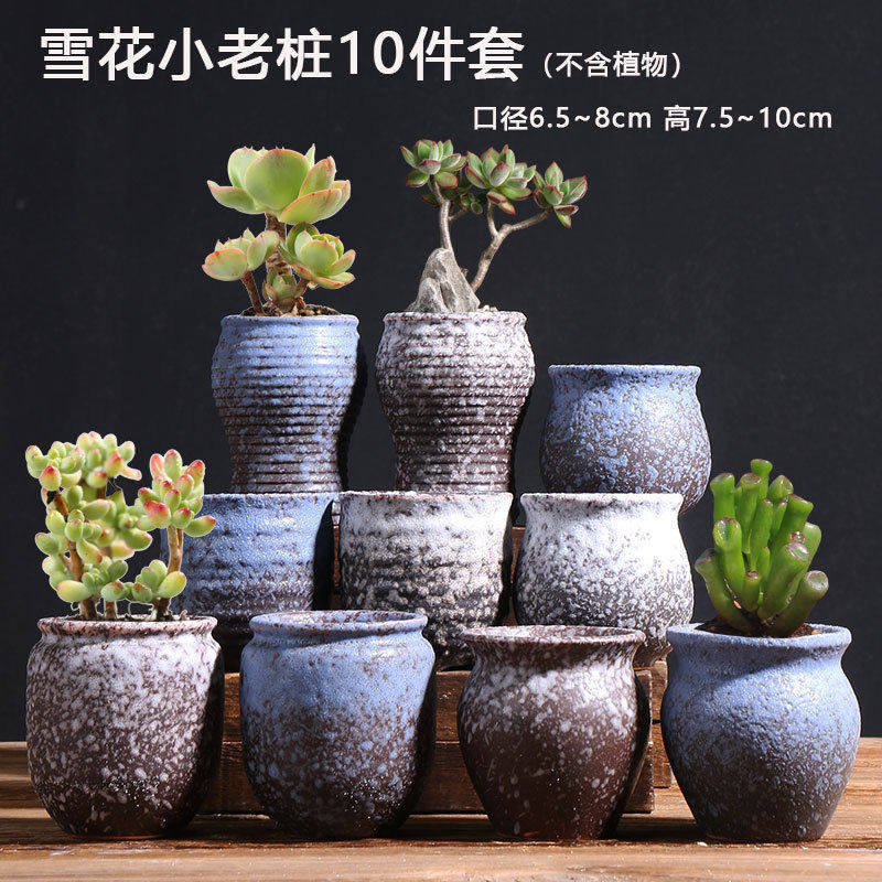 雪花10个透气粗陶多肉花盆陶瓷家用肉肉专用小陶土盆厂家直销,鲜花速递/花卉仿真/绿植园艺,花托/移动托盘,淘宝优惠券,粉丝福利购,淘宝优惠卷