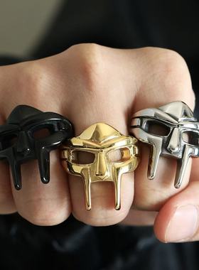 2025新款法老潮流男女款面具超人戒指欧美时尚情侣首饰酷炫装饰