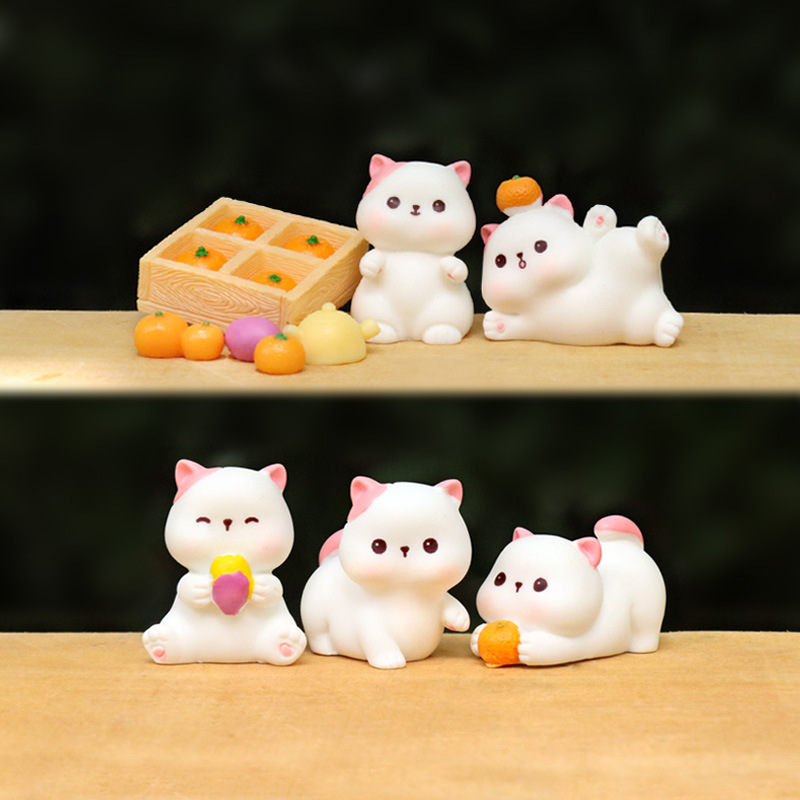 新款小猫咪手办模型树脂公仔可爱仿真动物微景观桌面装饰品小