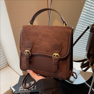 跨境复古时尚双肩包包女2025秋冬新款百搭手提包学生上课休闲