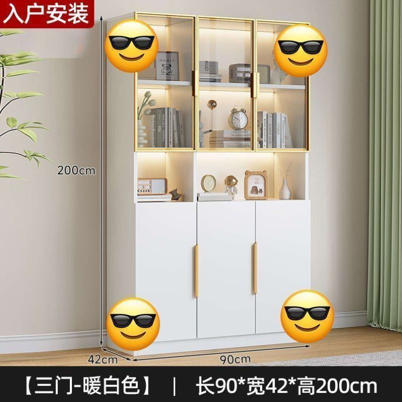 Ehd展示柜落地玻璃门手办收纳柜靠墙书架极简防尘柜子储物多层大
