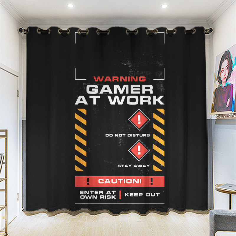 定制长帘粗麻黑色Kaws简约风卧室客厅挂钩学生寝室全遮光打孔窗帘