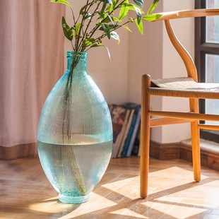 大花瓶落地客厅插花水培玻璃器皿大号高级感复古艺术大肚花瓶摆件