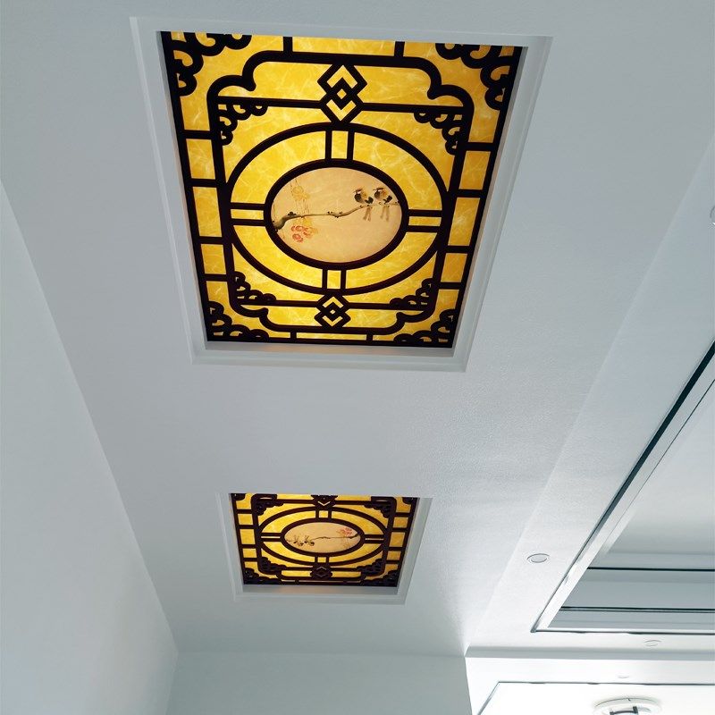 中式吊顶花格客厅装饰板玄关镂空雕花板PVC通花板隔断屏风背景墙