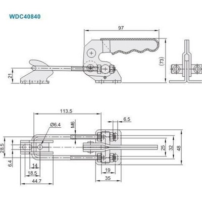 WDC40870怡合达型快速夹钳肘夹WDC40840 门闩拉紧式锁扣 搭扣