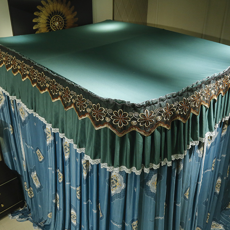 U型导轨遮光布蚊帐三开门公主床帘卧室双层床幔落地家用1.8m2米床