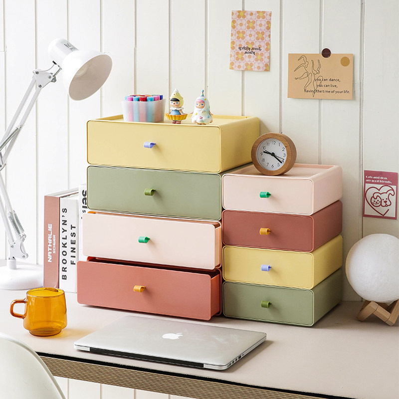 抽屉式桌面收纳盒办公室文件整理学生书桌上置物架储物杂物箱柜