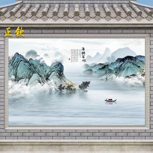 庭院中式背景墙瓷砖迎门墙别墅室外影壁墙照壁墙砖影背墙海纳百川